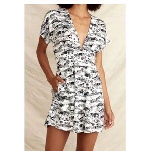 Marine Layer Camila Mini Dress Medium San Francisco Print Button Front